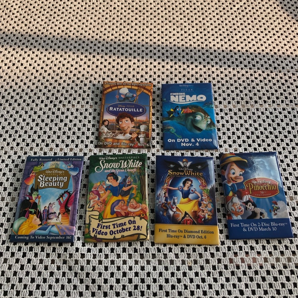 Lot of Six Disney Movie Promo Promotional Pins 1980-1990